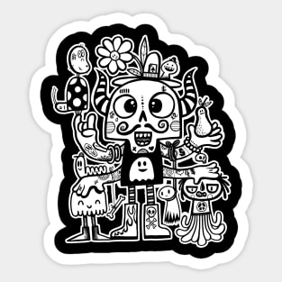 Crossed Eyed Killer Skull Face Sticker